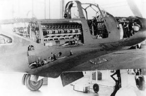 Bell P-39 Airacobra center fuselage detail with maintenance panels open. (U.S. Air Force photo)